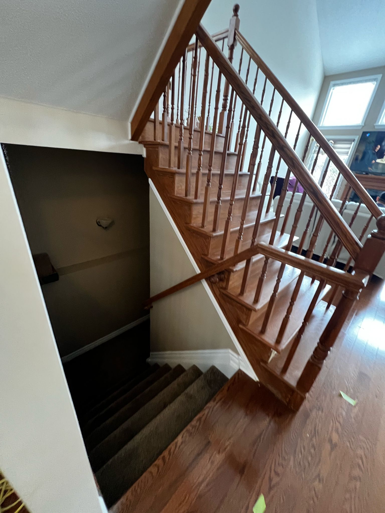 Straight Staircase Refinish & Hardwood Integration