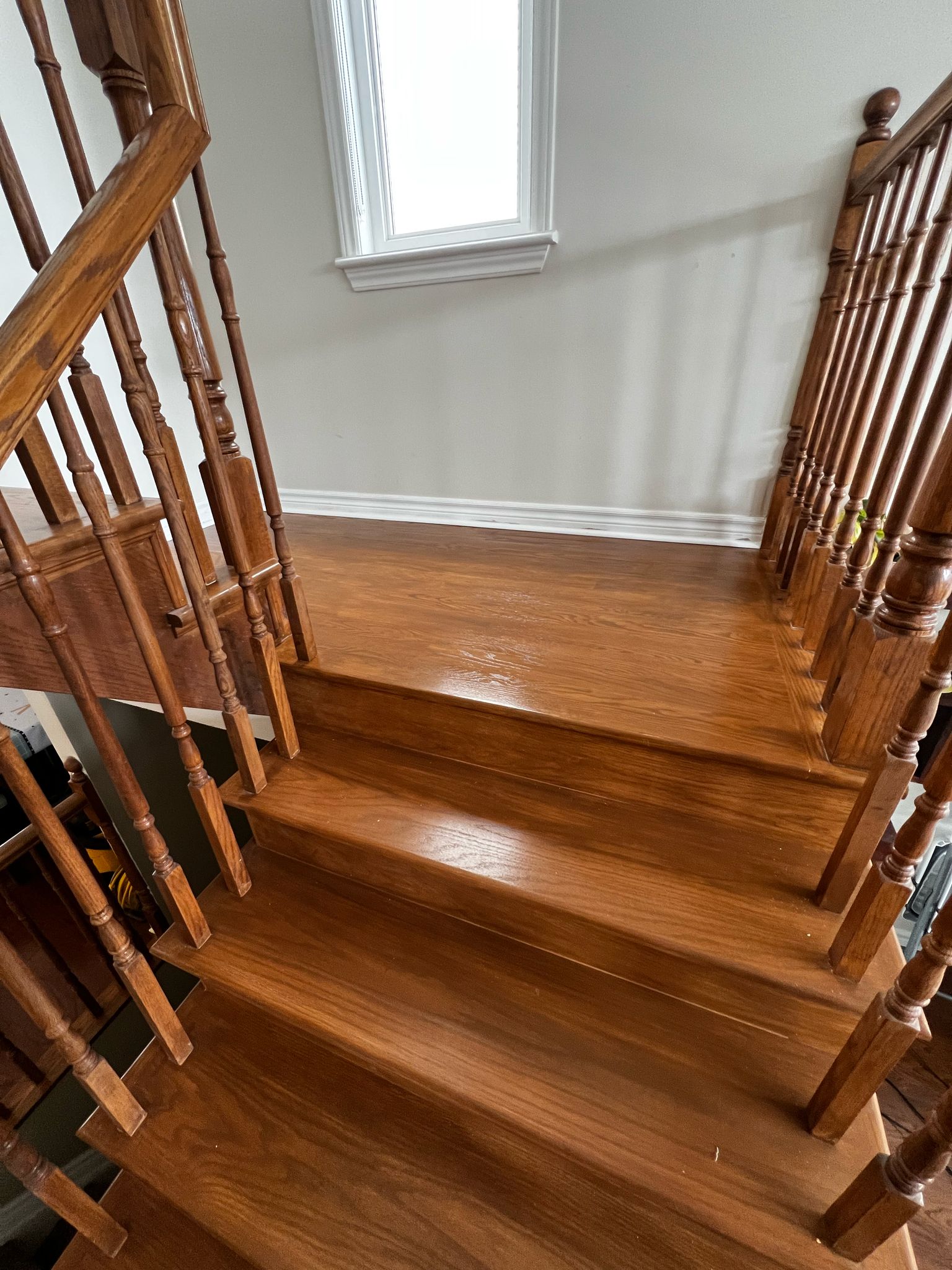 Straight Staircase Refinish & Hardwood Integration