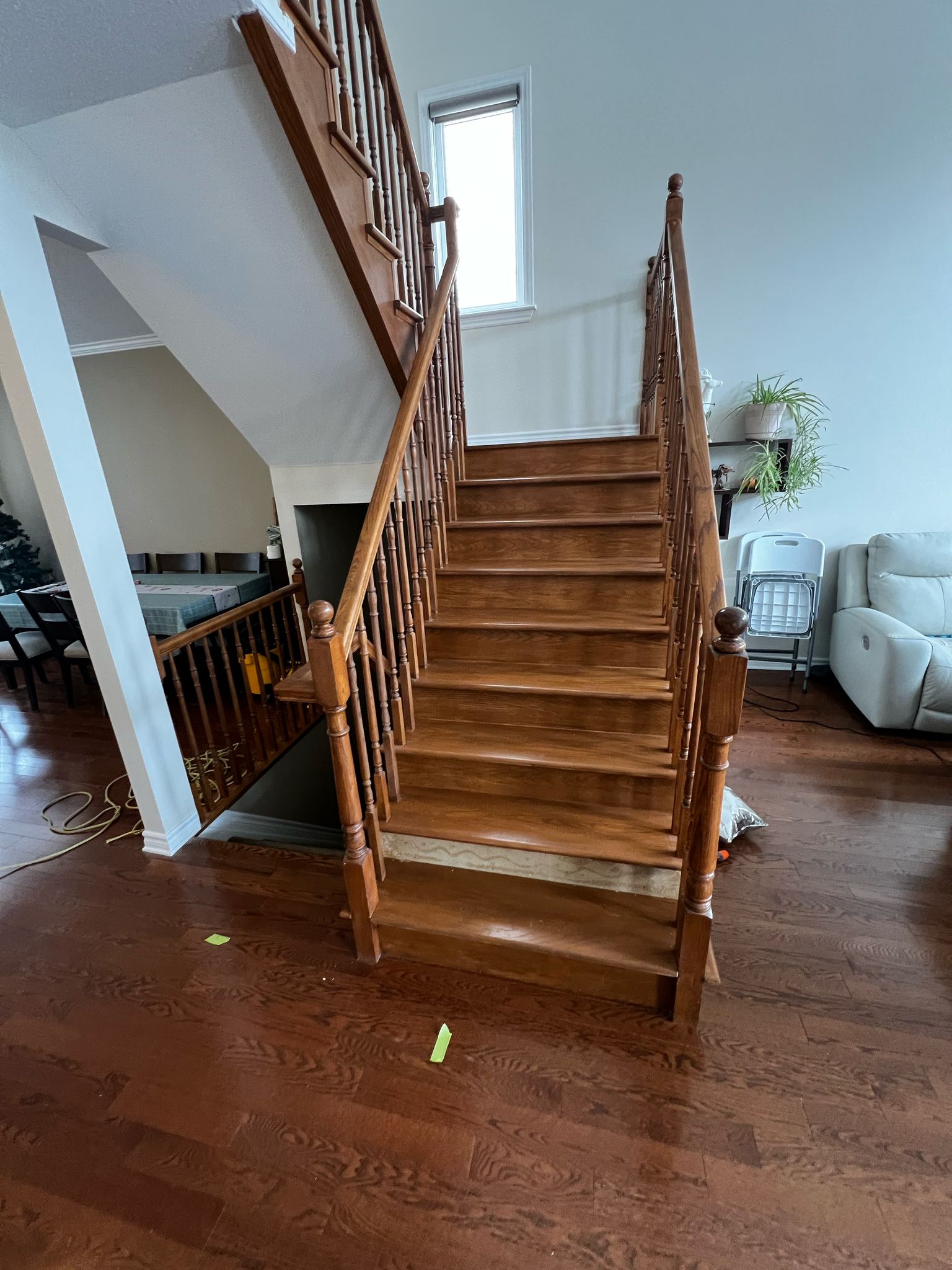 Straight Staircase Refinish & Hardwood Integration