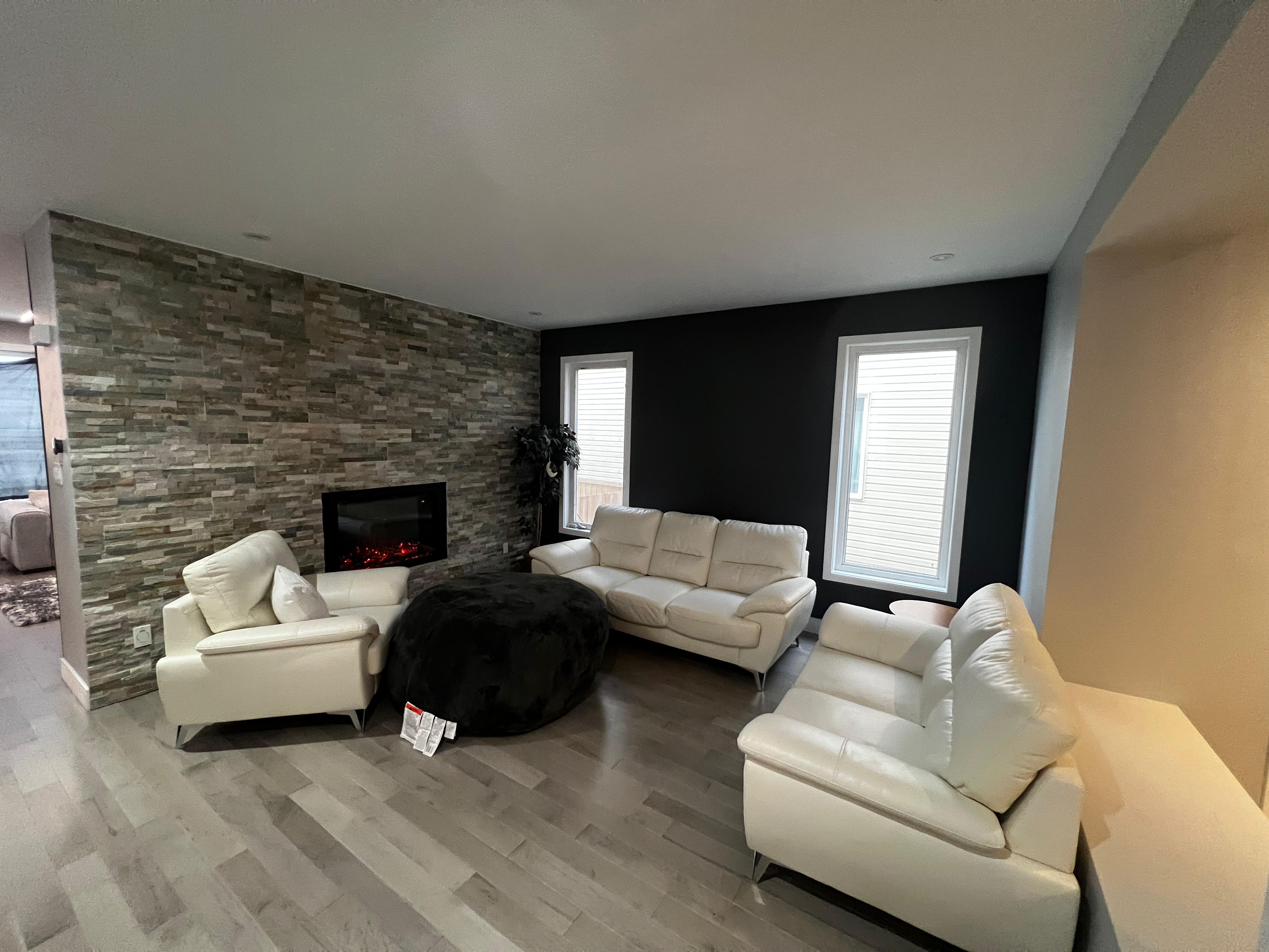 Stone Fireplace Feature & Living Area Update