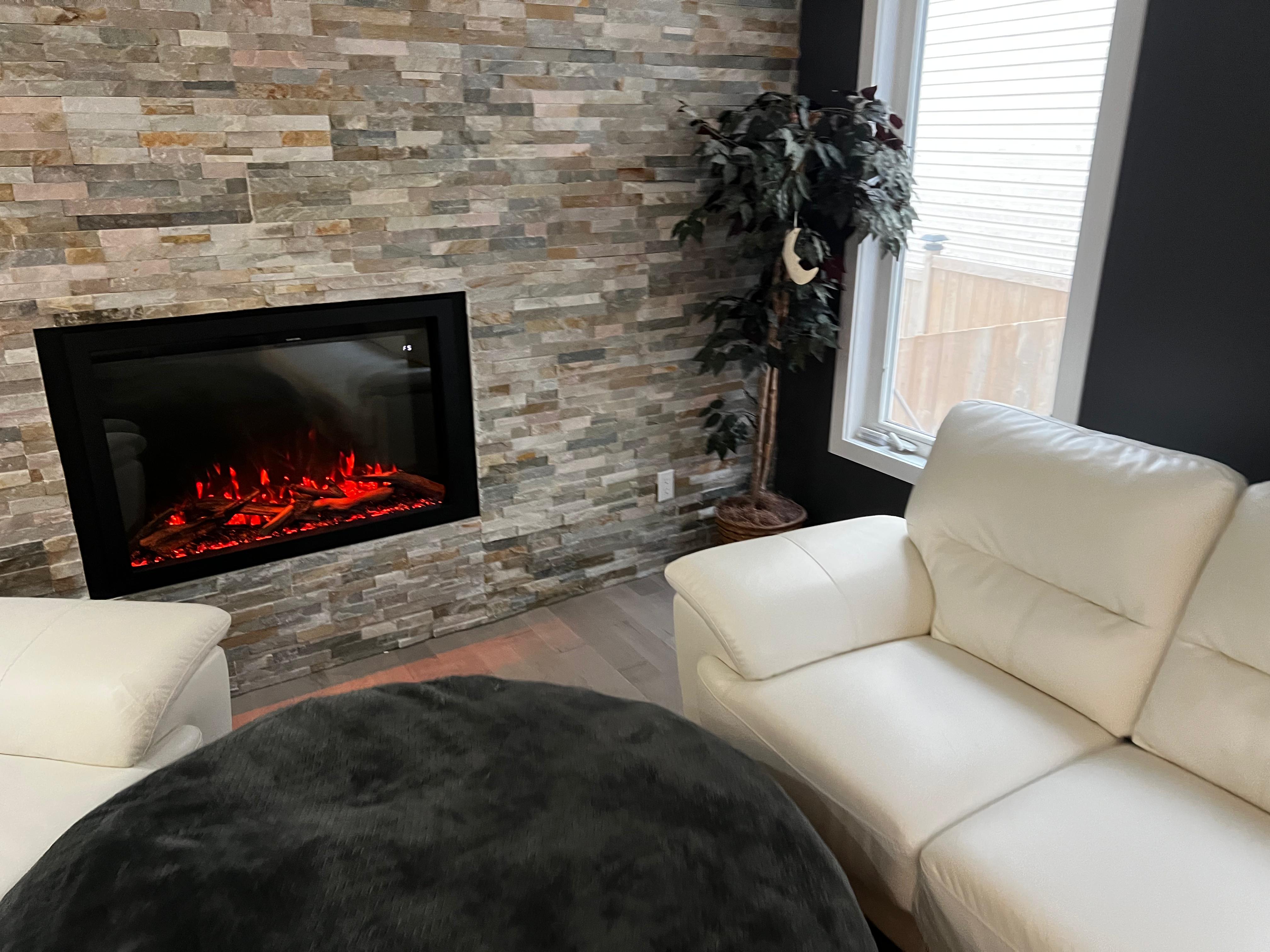 Stone Fireplace Feature & Living Area Update
