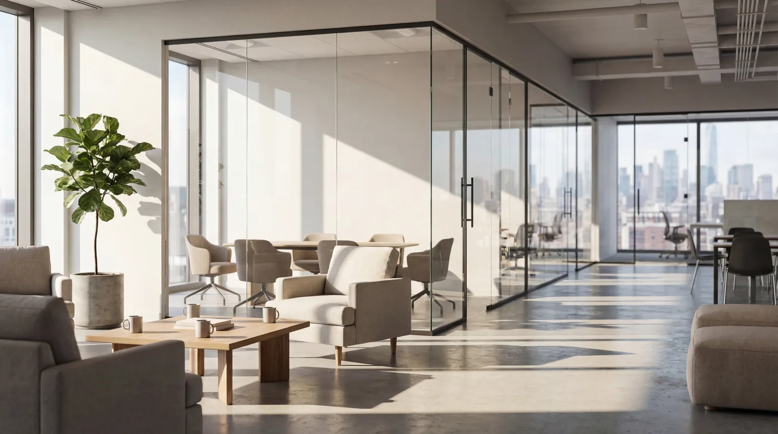 Modern commercial office representing planned property maintenance and operational care.